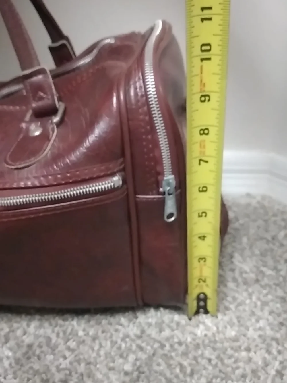 Vintage American Tourister Faux Leather Travel Duffel Bag Carry-on in Dark Red